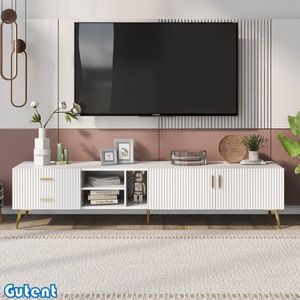 Gutent TV-standaard-voor 75 inch TV-2 laden-Wit