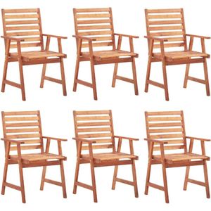 vidaXL Tuinstoelen - 6 stuks - Massief Acaciahout - Met Kussens Eetkamerstoelen - Tuinset - Acacia Hout - Buitenstoelen - Tuinstoelen Set