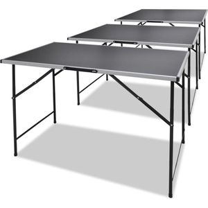 vidaXL - Behangtafels - Inklapbare Tafelset - 3 Stuks - Zwart MDF Tafelblad - Sterk Aluminium Frame