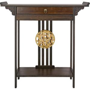 AllinShop® - Wandtafel - Sidetable - Haltafel - Consoletafel - Met Lade - Woonkamer - Hal - Gang - Bamboe - Japan - Salontafel - 81.5x32x82CM