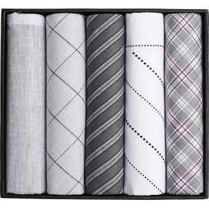 Suitable Zakdoeken 5-Pack Dessin Grey - Katoenen - Cadeauverpakking