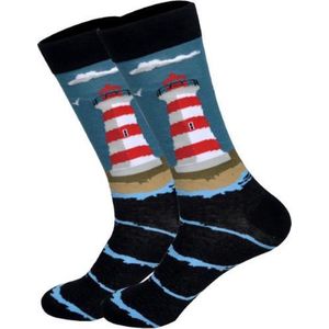 Vuurtoren sokken - Grappig sokken voor dames/kinderen maat 36-40 - Maritiem thema