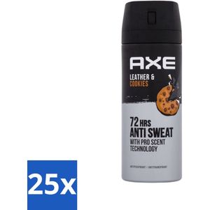Axe - Deodorant Spray - 72hrs Anti Sweat - Leather & Cookies - 150 ml - Bulkverpakking - 25 stuks