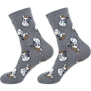 Robin Ruth - Koeien - Grijs - Dames sok - Maat 36-42