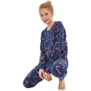 Trendyol Rode Gebreide Pyjamaset Met Kerstthema Van 100% Katoen Thmaw21Pt0771