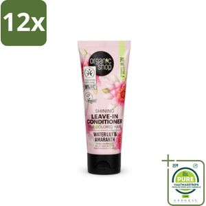 Organic Shop - Shining Leave-In Conditioner Water Lily & Amaranth - 75 ml - Voordeelverpakking - 12 stuks - Leave-in conditioner - Haarverzorging