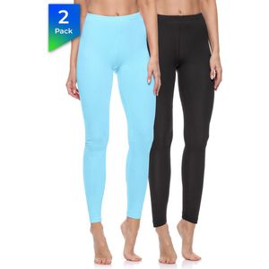 Merry Style Dames Leggings - Sport - Vrijetijdsbroek - 2-Pack - Lang - Katoen - MS-MS10-198-LE-2Pack - Zwart/Turquoise - XL