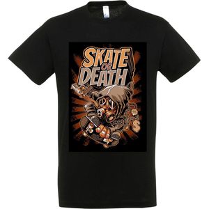 T-Shirt 1-122 Zwart cartoon Skate or Death - M