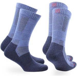 Norfolk Wandelsokken - 2 Paar - 60% Merino Wol Sokken - Anti Blaren Outdoorsokken met Schok Absorptie Demping - Hoge kwaliteit Langdurig Wollen Sokken - Warme sokken - Blauw - Maat 39-42 - Leonardo