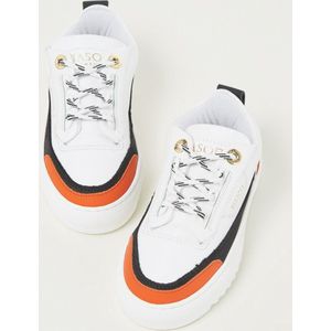 Mason Garments Firenze sneaker van leer - Wit/ Oranje/ Zwart - Maat 29
