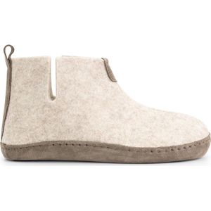 Travelin' Stay-Home Dames hoge sloffen - Wollen pantoffels - Suede zool - Zand Beige