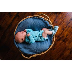 MXM Baby Romper- Omslag- Blauw- Katoen- Lange mouwen- Ronde hals- Turquoise- Maat 68