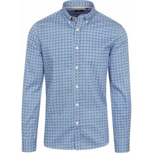 New Zealand Auckland - Overhemd Rotootuauru Blauw Bloemenprint - Maat M - Regular-fit