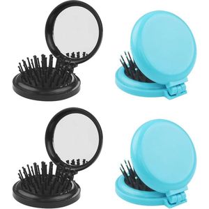 Mini Opvouwbare Kam en Spiegel - 4 Stuks voor Vrouwen en Meisjes, Perfect voor Reizen
