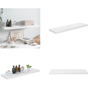 vidaXL Wandschap zwevend 90x23,5x3,8 cm MDF hoogglans wit - Wandschap - Wandschappen - Zwevend Schap - Zwevende Schappen