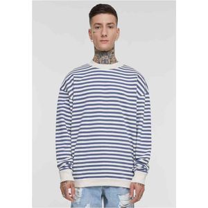 Urban Classics - Striped Crewneck sweater/trui - L - Beige/Blauw