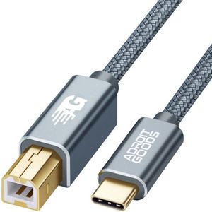 AdroitGoods Usb-C Naar Usb-B Kabel - Printerkabel - 150 Centimeter - Grijs