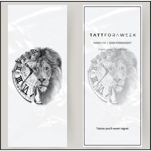 Grote nep tattoo klok & leeuw | Tattoo sleeve voor volwassenen | Blijft 5 dagen zitten | tattforaweek