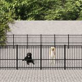 The Living Store Hondenhok XXL - Stalen Hondenkennel - 873 x 582 x 100 cm - Gepoedercoat - Zwart