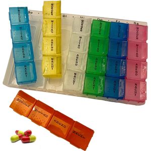 Pillendoos - 7 Dagen - 28 Vakken - Handig in Gebruik - Medicijn Doos