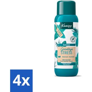 4 x Kneipp - Badschuim - Goodbye Stress - Watermunt & Rozemarijn - 400 ml - Badschuim - Ontspanning - Stressvermindering - Watermunt - Rozemarijn