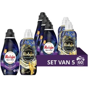 Robijn Perfect Match Wasmiddel en Wasverzachter Pakket - Black Velvet + Beautiful Mystery - voor langdurige zwartbescherming - 5 stuks