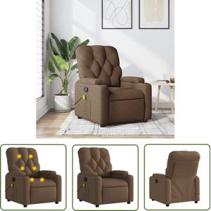 vidaXL Ergonomische Stoel - Massagestoel - Massagestoel verstelbaar stof bruin - Lounge Stoel - Elektrische Massage - Verstelbare Stoel