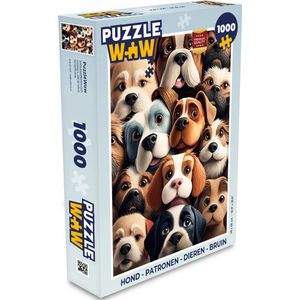 Puzzel Hond - Patronen - Dieren - Bruin - Meisje - Jongen - Legpuzzel - Puzzel 1000 stukjes volwassenen