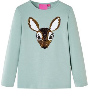 vidaXL - Kindershirt - met - lange - mouwen - 104 - middelmintkleurig