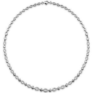 Jewels Inc. - Ketting - Choker Ovaal Rond Fantasieschakel gezet met Zirkonia - 6mm Breed - Lengte 43cm - Gerhodineerd Zilver 925