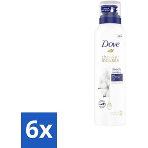 6 x Dove Shower Foam - Deeply Nourishing - Cotton Oil - 200 ml - Douchemousse - Dove - Katoenzaadolie - Hydraterende Douche - Zachte Huid