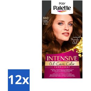 12 x Poly Palette - Haarverf - Goud Bruin 660 - 115ml - Haarverf - Goudbruin - Haarkleur - Arganolie - Glans