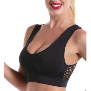 Ademende Sport BH I Sportbeha I Elstisch I Draadloos I Push up Sport BH I Onzichtbaar I Strapless Bra I Zwart I Maat S