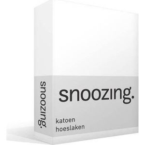 Snoozing - Katoen - Hoeslaken - Eenpersoons - 70x200 cm - Wit