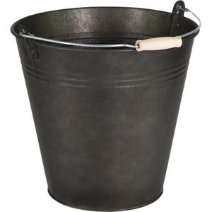 Mega Collections Plantenpot/Bloempot - zink - zwart - D30 x H29 cm