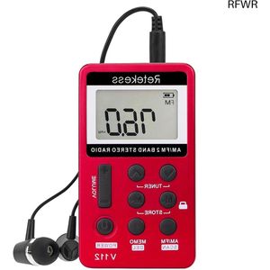 RFWR® Mini Draagbare FM AM Radio met Sleeptimer en Oplaadbare Batterij