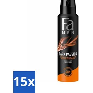 Fa – Deodorant Spray – Men Dark Passion – 150 ml - Bulkverpakking - 15 stuks