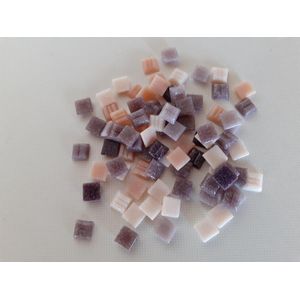 Mozaiek steentjes Glas Vierkant 1x1 cm Paars/roze mix 300 gram