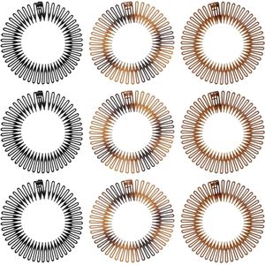 9 stuks cirkelvormige stretch cirkels - rekbare kam flexibele kunststof haarkam - haarbandhouder hoofdband scrunchies elastische kam-haarbanden - vrouwen .