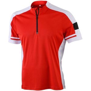 James and Nicholson - Heren Fietsshirt met Halve Rits (Rood)