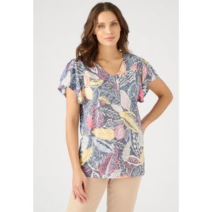 Damart - T-shirt in getextureerd tricot - Dames - Blauw - XS