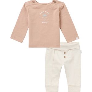 Noppies Unisex baby kledingset: Shirtje nogaat en Broekje beige maat 68