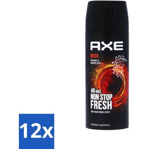 12 x Axe Deodorant Bodyspray Musk 150 ml - Deodorant - Mannelijke Geur - Musk - Patchouli - Fougere