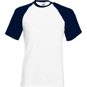 Shortsleeve Baseball T-shirt (Wit / Navy) L