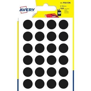 Etiket Avery 15 mm rond blister 168 st zwart