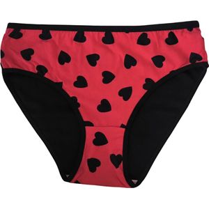 Berra - Dames ondergoed, Dames slip, Lingerie, Slips - 5 stuks -maat L- Zwart - Rood - Hartjes - Katoen