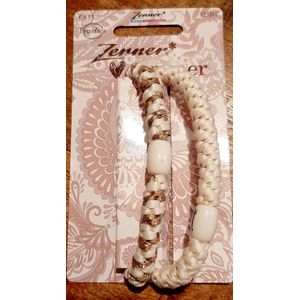 Zenner Braidies summer - haarelastieken en armband - haarelastiek - 2x elastiek - voor pols en haar - ecru en goud