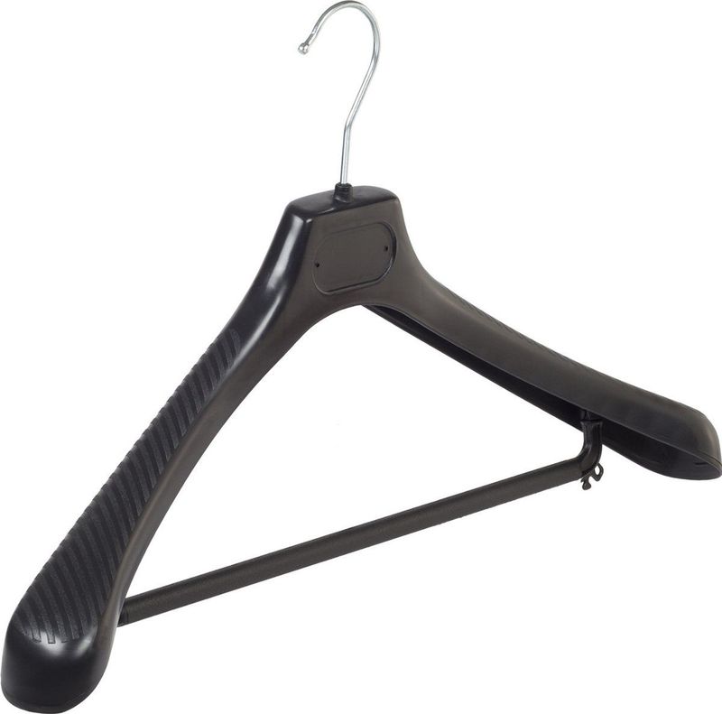 De Kledinghanger Gigant - LS48 - Kostuumhanger - Zwart - 10 Stuks - Kunststof - Gebogen Model