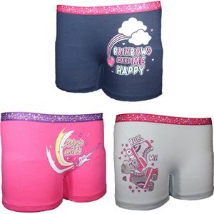 VANILLA – Meisjesondergoed, meisjes boxershorts – 3 pack - Egyptisch katoen – Roze/Blauw – 6/7 jaar – SH4586