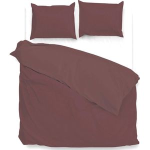Zohome Dekbedovertrek Velluto - Effen Bedlinnen - 240x220 - Rood - Dekbedhoes van Polyester / Katoen